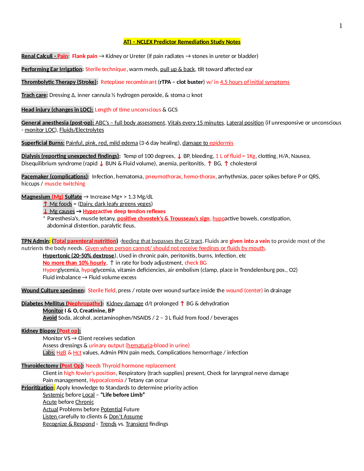 Preview image for ATI – NCLEX Predictor Remediation Study Notes. (75 Pages)-2021